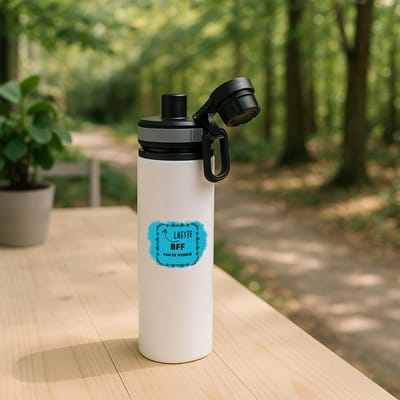 Hacebo® - liefste bff van de wereld waterfles met draaidop grijs - Vriend - de liefste beste vriend - verjaardag - cadeautje voor beste vriend - beste vriend artikelen - kado - geschenk - water fles - 850ML
