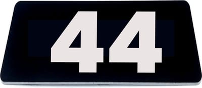 Nummerplaatje 44 - 80 x 50 x 1,6 mm - Zwart/wit - incl. 3M-tape | Nummerbordje - Deur en kamernummer - brievenbusnummers - Gratis verzending - 5 jaar garantie