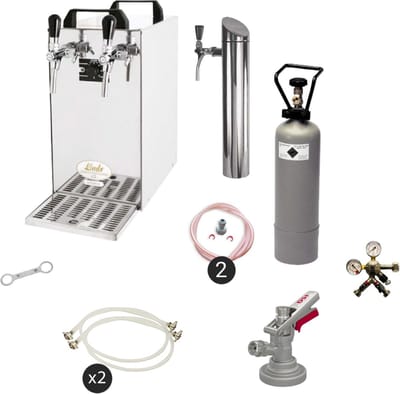 Complete set - Biertap - Kontakt 40 2-kraans droogkoeler, 50 liter/u - Beertender, Thuistap, Bierkoeler - met Fustkoppeling Type G