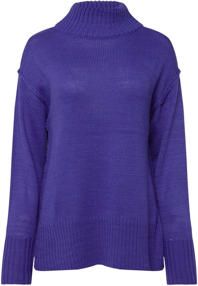 Laurasøn - Dames - Trui wolmix opstaande kraag lange mouw - Blauwviolet - Maat L