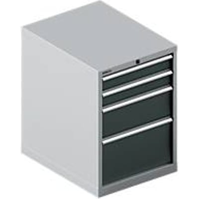 Schäfer Shop Select  ladekast 27-36, 4 schuifladen, tot 75 kg, B 564 x D 725 x H 800 mm, antracietgrijs/blank aluminium