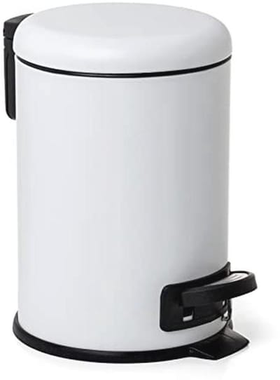 Badkameremmer met Voetpedaal van RVS - 3 Liter, Afneembare Binnenemmer, Veilig voor Voedsel, Wit, 17,5 x 22,5 x 25 cm