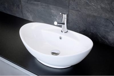 Keramiek Opzetwastafel - Badkamer Wastafel - Moderne Badkamer - Ovaal Design - 59x39x17cm - Wit