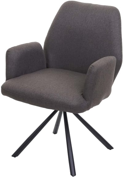 Eetkamerstoel MCW-H71, keukenstoel fauteuil stoel, stof/textiel staal ~ grijs-bruin