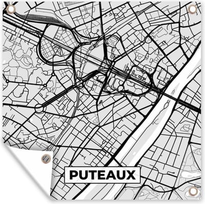 Tuin poster Puteaux - Frankrijk - Plattegrond - Kaart - Stadskaart - 200x200 cm - Tuindoek
