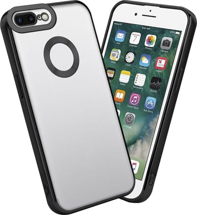 Cadorabo Hoesje geschikt voor Apple iPhone 7 PLUS / 7S PLUS / 8 PLUS in Transparant - Zwart - Beschermhoes gemaakt van flexibel TPU silicone Case Cover met Chrome applicatie