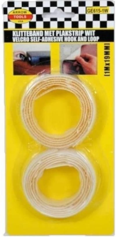 Benson Zelfklevende klittenband rollen - 2x stuks - 100x2 cm - wit