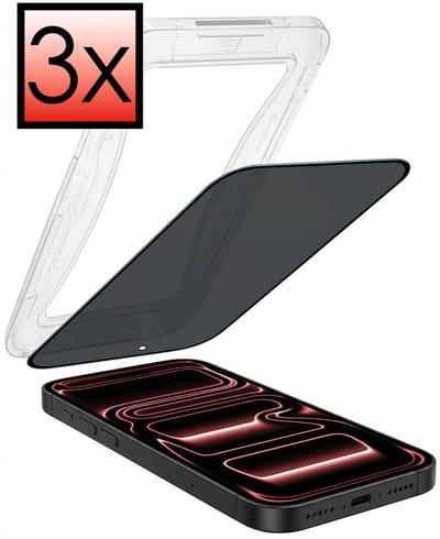 Screenprotector - 3 Stuks - Geschikt voor Apple iPhone 17 Pro - Met Installatie Kit - Anti Spy - Beschermglas - Flexibel Glas - Tempered Glass - Screen Protector - Inclusief Montage Frame - Buigbaar Hybrid Bescherm Cover