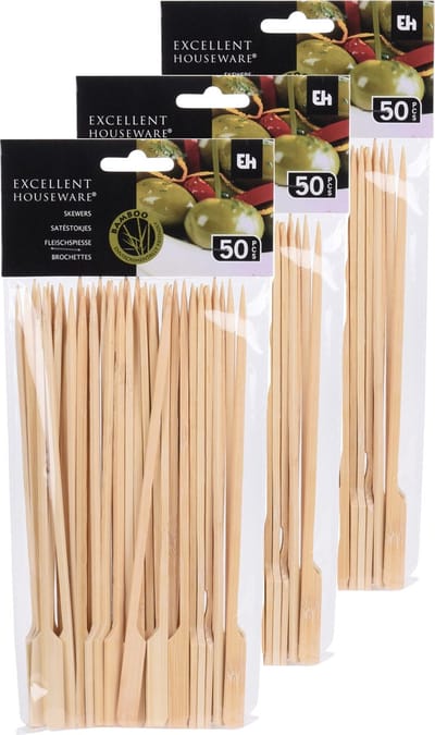 Sate prikkers/stokjes - 150 stuks - bamboe hout - 20 cm - BBQ spiesen