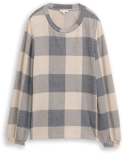 Tom Tailor - Shirt met lange mouwen en patroon - Maat XL - black taupe cosy check