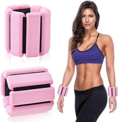 Enkelgewichten en Polsgewichten - Enkel en Pols gewichten - handgewichten - Fitness Pilates - 2 x 450 g (2* 1 lbs) - Roze