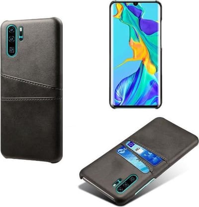 Back Cover met Opbergvakjes + Gehard Glas Screenprotector voor Huawei P30 Pro_ Zwart