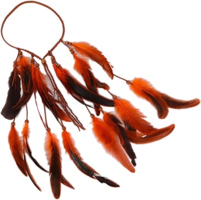 Festival Haarband - veren - boho - Ibiza - Indianentooi - hoofdband - Hippie accessoires - Oranje 1 stuks