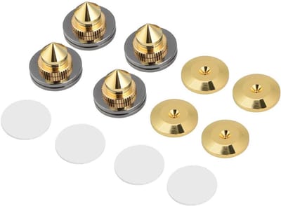 Luidspreker Isolatie Spikes - Kegel Basis Pads - Hifi Geluid - Vergulde Koperen Constructie - 28x25mm - Goud Zwart