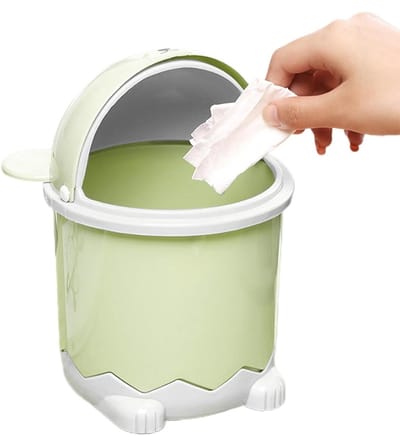 Mini Prullenbak - Bureau Afvalbak - Kantoor Organisatie - Praktisch Klepontwerp - 17.5 x 12.5 cm - Groen