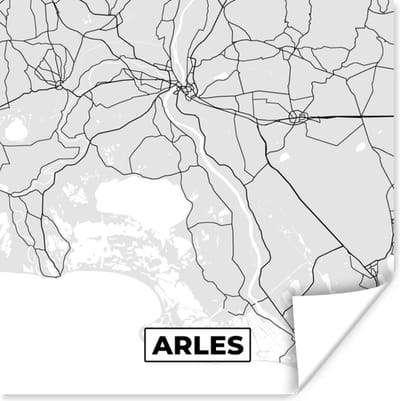 Poster Kaart – Stadskaart – Frankrijk - Arles - Plattegrond - 100x100 cm XXL