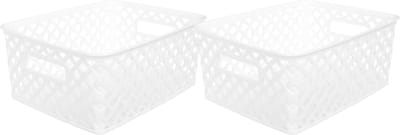 5Five Opbergmand/box van kunststof - 2x - wit - 19 x 25 x 10 cm - 4 liter