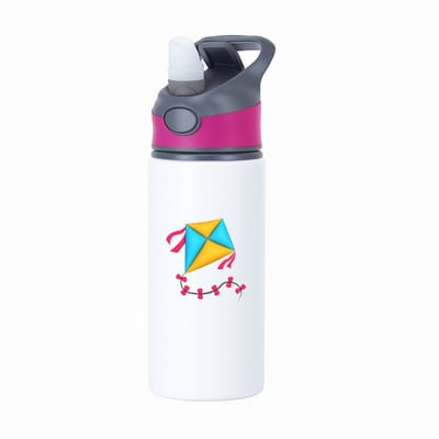Hacebo® - Vlieger waterfles met rietje roze - Kind - vliegeraars - sport - cadeau - strand - water fles - 650ML
