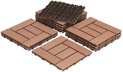 Terrastegels WPC - Tuintegels Balkontegels - Buiten Vloer - Eenvoudig Kliksysteem - 30x30cm 110 Stuks - Bruin