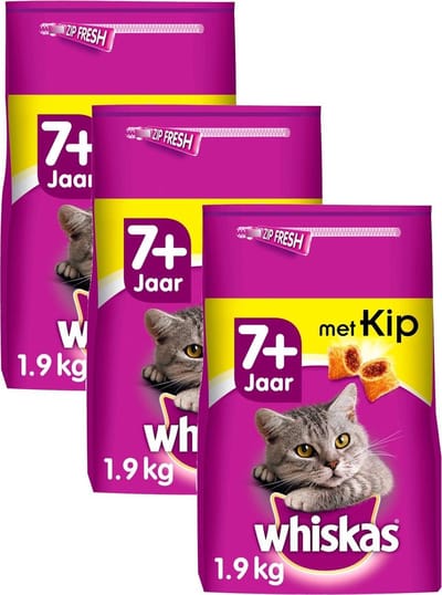 Whiskas Brokjes Senior Kip - Kattenvoer - 3 x 1.9 kg