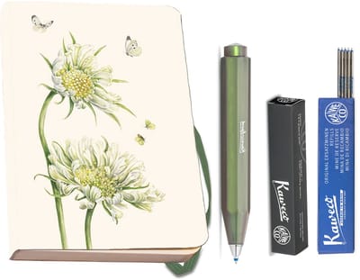 Kaweco - Bekking & Blitz - Schrijfwarenset - NOTEBOOK KLEIN 9,5X15 harde kaft groen - Balpen Shadow Green - Balpenvullingen blauw