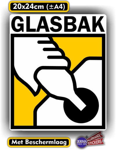 Jerma - Glasbak - Recycling - Kliko - Sticker - 20 x 24 cm - Vinyl - Zelfklevend - Weerbestendig