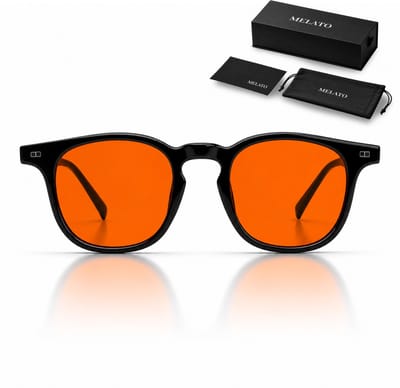 Melato Dusk Blauw Licht Bril - Avondbril - 100% Blauwlichtfilter - Computerbril - Oranje Lens - UV400 - Premium - Acetaat Frame - ANSI & ISO Gecertificeerd - Wetenschappelijk Getest - Blauwlichtbril - Inclusief Luxe Doos, Pouch & Doekje