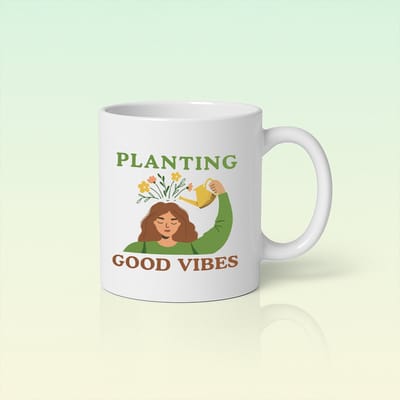 Planting Good Vibes Mok 330ml – Inspirerende Bloemen Koffiebeker – Geschenk met Positieve Energie voor Natuurliefhebbers