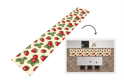 Keukenloper - Loper keuken - Aardbeien - Fruit - Patronen - 300x50 cm - Keukenloper vinyl