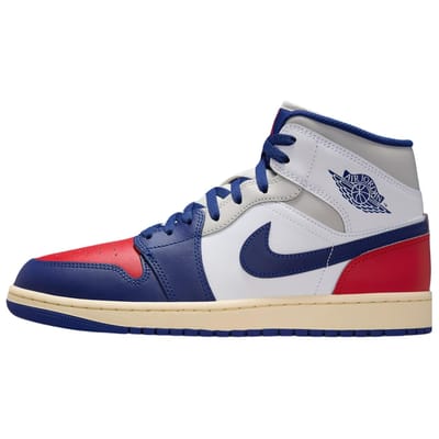 Air Jordan 1 Mid Rare Air Unisex Sneakers Wit Diep-Koningsblauw Universiteitsrood DQ8426-102 44 gray