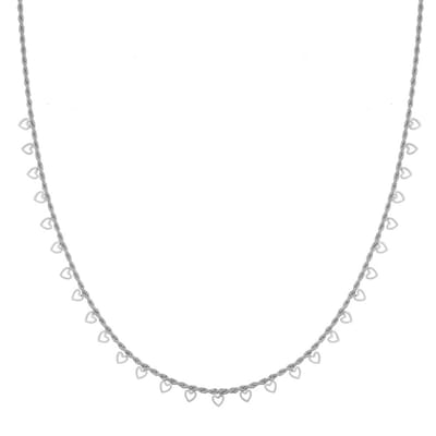 Essentialistics - Ketting met veel open hartjes - Volwassenen - Zilverkleur - Stainless steel (verkleurt niet) - Verlengkettinkje