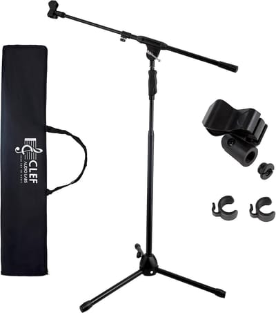 Microfoon Statief - Boom Arm - Muziek Optredens - Eénhandige Verstelling - 40 tot 63 inch - Zwart