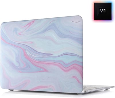 Laptophoes - Geschikt voor MacBook Pro M1 Hoes Case - 13 inch - A2338 (2020) - Print Wazig Roze Blauw