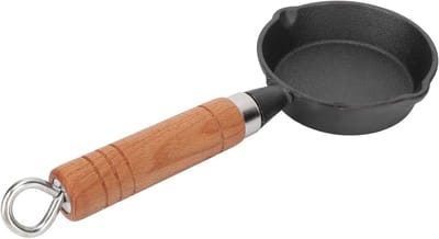 Mini Gietijzeren Koekenpan 10cm met Houten Handvat - Perfect voor Eieren en Pannenkoeken