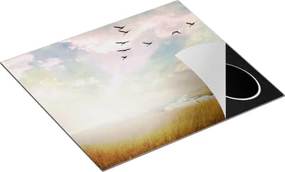 Chefcare Inductie Beschermer Groep Vogels Vliegen Boven het Gras - 60x50 cm - Afdekplaat Inductie - Kookplaat Beschermer - Inductie Mat