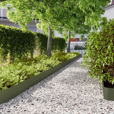Gazonranden - Tuinbegrenzing - Tuin Vormgeven - Koudgewalst Staal - 10 Stuks - Olijfgroen