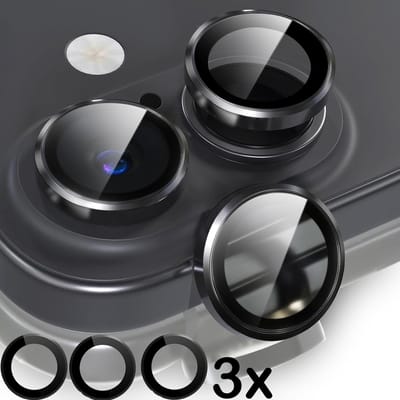 Camera Glas Lens Film Geschikt voor Apple iPhone 17 Pro - 3 Stuks - 3x Casemania Gehard Glas Camera Lens Protector - Zwart