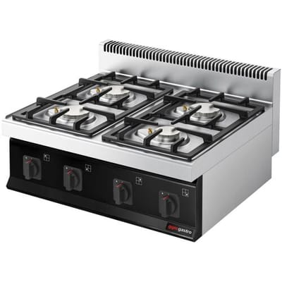GGM Gastro Gasherd - 23 kW - 4 Brenner Zilver / Zwart