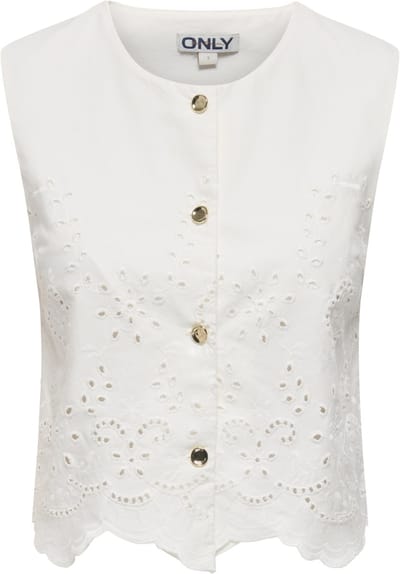 Only Top Onlreya S/l Bro Anglaise Waistcoat 15374075 Cloud Dancer Dames Maat - M