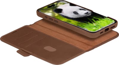 dbramante1928 Bookcase hoesje geschikt voor iPhone 16 Plus - Effen Cognac - Leer - 2-in-1 Magnetisch Uitneembaar Design