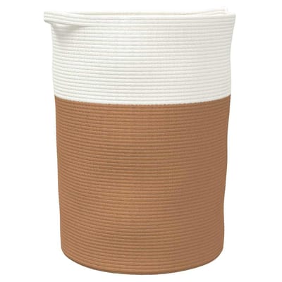 vidaXL - Opbergmand - Ø - 49x65 - cm - katoen - bruin - en - wit
