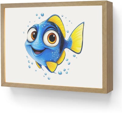Nachtlampje 40x30 cm - Kinder lamp - Doktersvis - Blauw - Vis - Spetters - Tafellamp kinderkamer draadloos - Slaapkamer lampje - Bedlamp kinderen - Kinderlampje - Wandlamp babykamer - Nachtlampjes