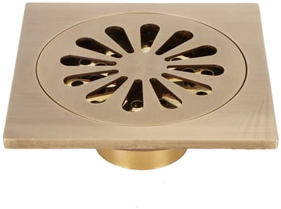 Dailygoods- Douche Afvoerputje Antiek Koper - Vloerafvoer - Massief Koper - 10 x 10 cm - Anti-blokkering - Hoogwaardige Filter