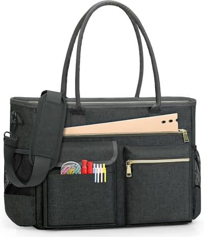 Laptoptas voor vrouwen 15,6 inch - Grote lerarentas en verpleegkundige utility tas met geïsoleerde zak voor werk, school en kantoor