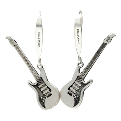 Bela Donaco - Oorbellen Statement – Gitaar – Sterling Zilver