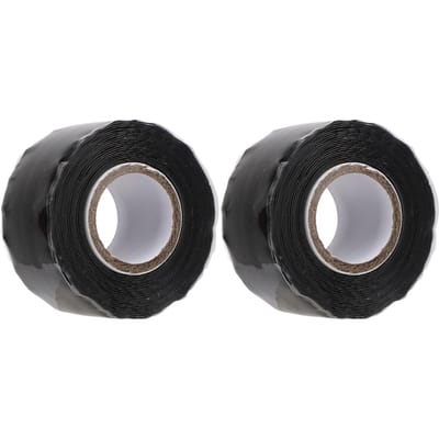 2 stuks Zelfklevende Tape Niet-Klevend 0.98in X 9.84ft Waterdicht Zwart Rubber Lekdichte Afsluitband