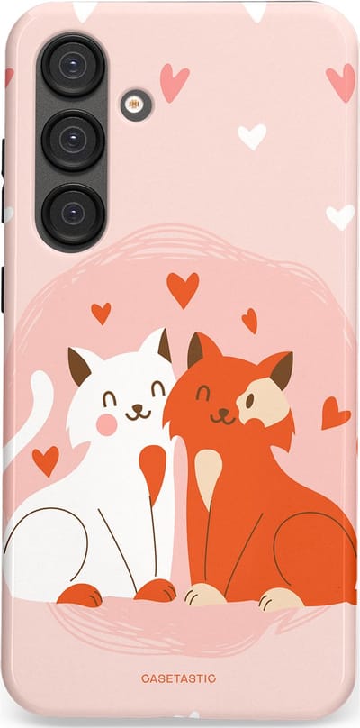 Casetastic Hoesje Geschikt voor Samsung S25 Plus - Stijlvolle Beschermende Duo-layer Case - Romantische Katten Liefde