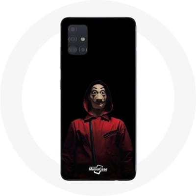 Samsung Galaxy A51 Hoesje La casa de papel Masker Zwarte Achtergrond zwart