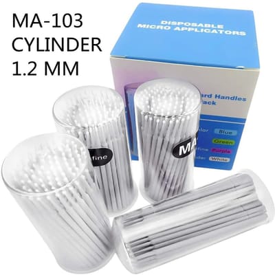400 pièces de micro-brosses jetables 1 2 2,5 mm Applicateur dentaire Brosses à cils avec boîte portable Outil de dentiste blanc