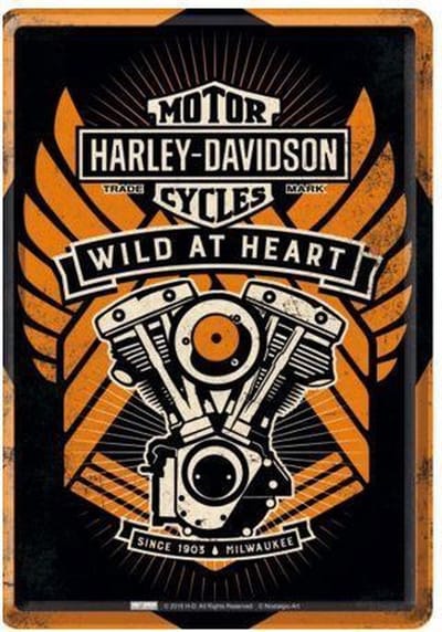 Harley Davidson Wild at Heart  reliëf 40 x 30 cm metalen wandbord